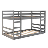 Twin Over Twin Bunk Bed with Ladder, Gray（OLD SKU：WF282787AAE） - Home Elegance USA