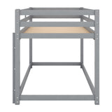 Twin over Twin Floor Bunk Bed with Ladder , White(Old SKU:WF281727AAE/WF286602AAE) - Home Elegance USA