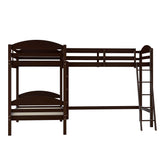 Twin L-Shaped Bunk Bed and Loft Bed - Espresso(OLD SKU :LP000023AAP) - Home Elegance USA