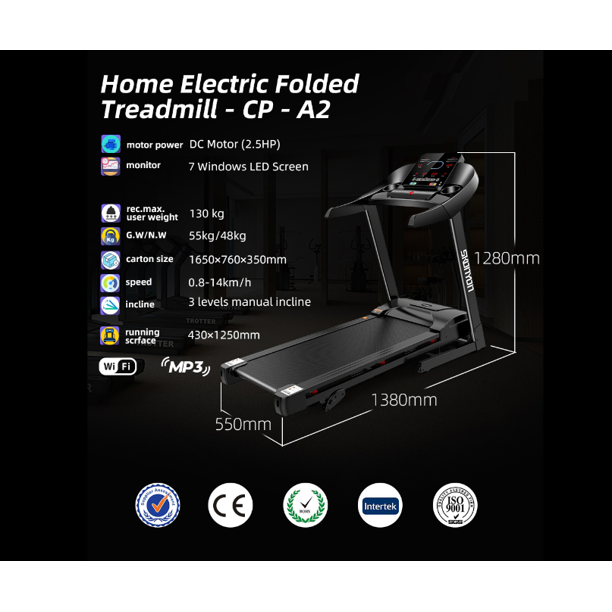 2.5HP Folding Electric Treadmill with LED Display and Cup Holder