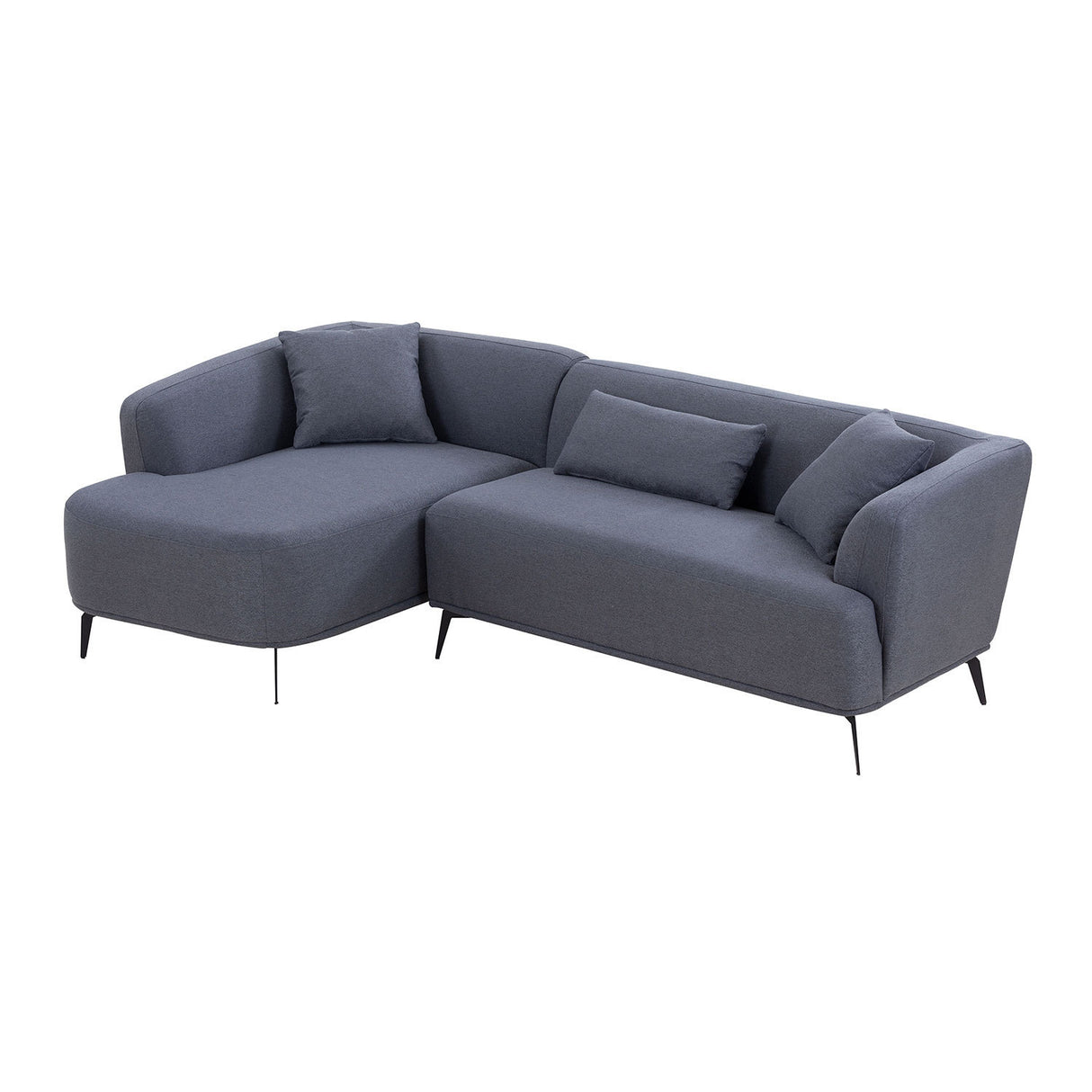 102" L shape Sectional Sofa Couch with Chaise Lounge for Living room/ Office, Metal Legs,Dark Grey - W876S00090 - image - 1