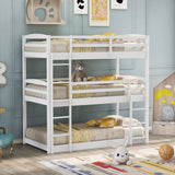 Twin over Twin over Twin Triple Bunk Bed,White - Home Elegance USA