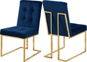 Pierre Velvet Dining Chair In Navy (Set Of 2) - 714Navy-C | Meridian