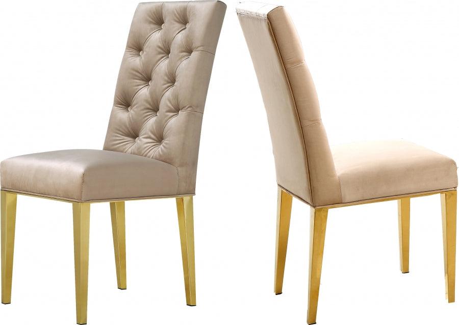 Capri Velvet Dining Chair In Beige (Set Of 2) - 716Be - C | Meridian | Home Elegance USA