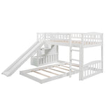 Stairway Twin over Twin Bunk Bed with Two Drawers and Slide, White(OLD SKU :LP000156AAK) - Home Elegance USA