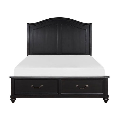 Herman Queen Platform Bed With Footboard Storage In Charcoal Brown 1420-1* | Homelegance