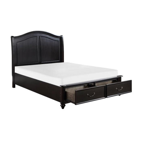 Herman Queen Platform Bed With Footboard Storage In Charcoal Brown 1420-1* | Homelegance