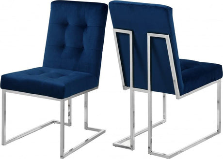 Alexis Velvet Dining Chair In Navy (Set Of 2) - 731Navy - C | Meridian | Home Elegance USA