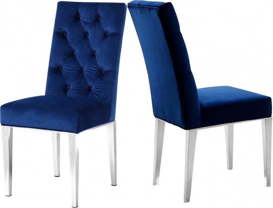 Meridian Furniture - Juno Velvet Dining Chair In Navy (Set Of 2) - 732Navy-C