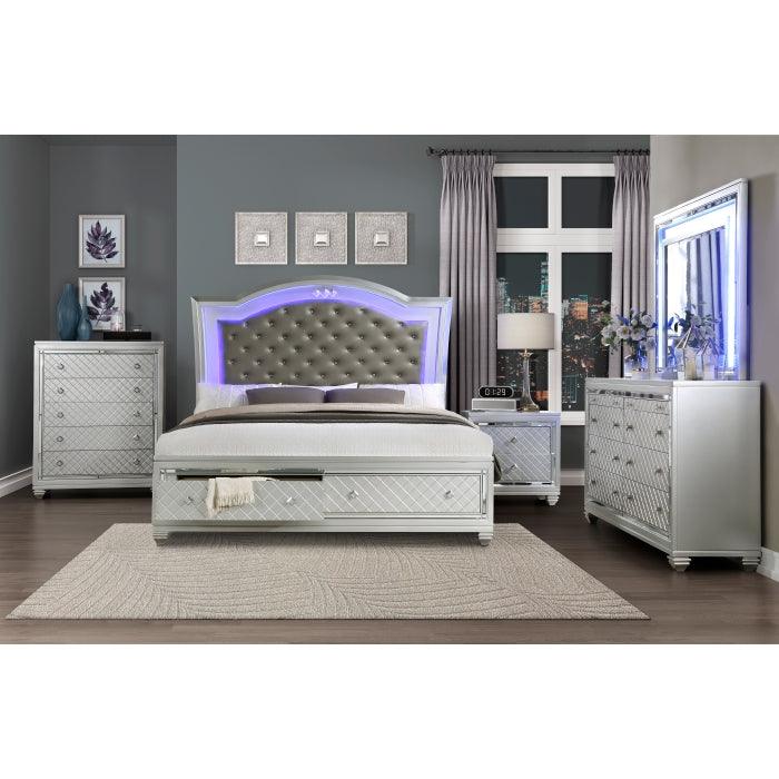 Homelegance - Leesa 3 Piece Queen Platform Bedroom Set In Silver - 1430-1*3