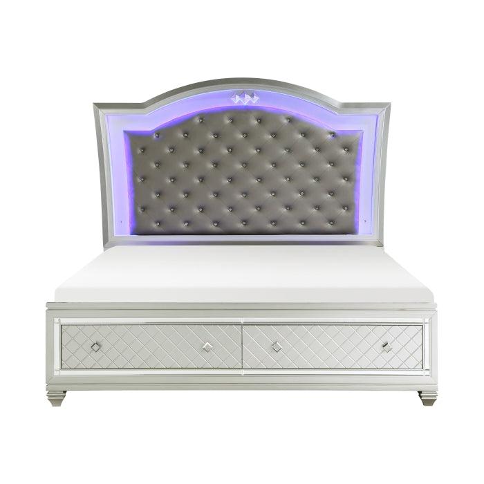 Homelegance - Leesa Queen Platform Bed With Footboard Storage In Silver - 1430-1*