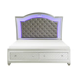 Homelegance - Leesa Queen Platform Bed With Footboard Storage In Silver - 1430-1*