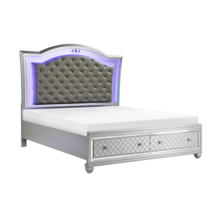 Homelegance - Leesa 5 Piece Eastern King Platform Bedroom Set In Silver - 1430K-1Ek*5