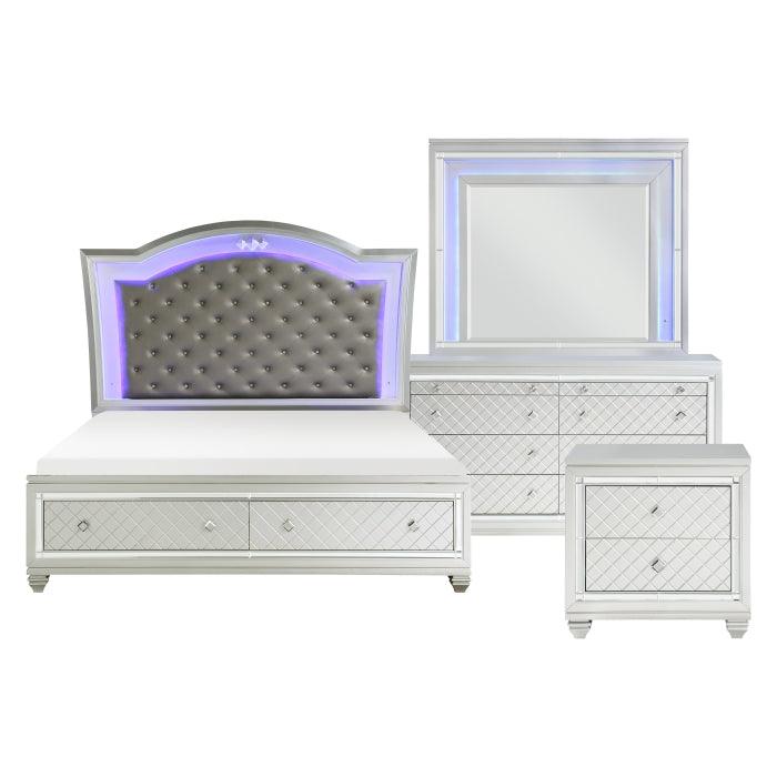 Homelegance - Leesa 4 Piece Queen Platform Bedroom Set In Silver - 1430-1*4
