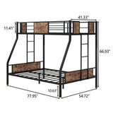 Twin Over Full Metal Bunk Bed, Heavy Duty Metal Bed Frame with Safety Rail , 2 Side Ladders & Decorative Wood ,No Box Spring Needed - Home Elegance USA