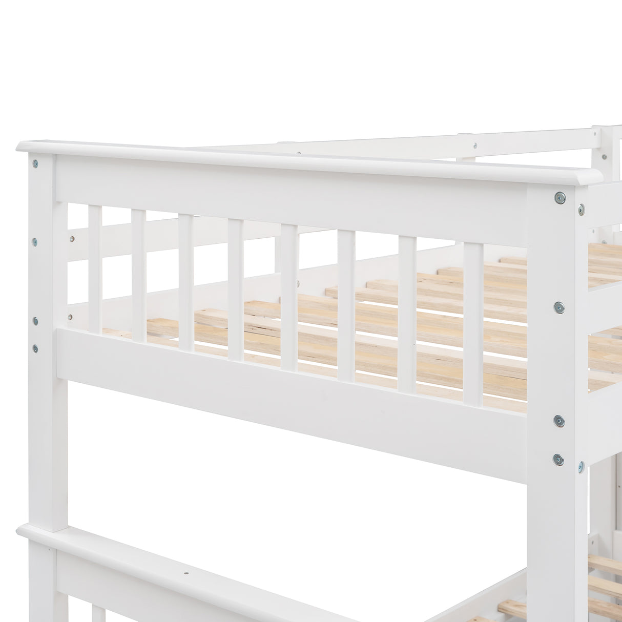 Stairway Twin-Over-Full Bunk Bed with Storage and Guard Rail for Bedroom, White color(OLD SKU :LP000019AAK) - Home Elegance USA