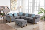 Maddie Gray Velvet 6-Seater Sectional Sofa with Storage Ottoman - Home Elegance USA