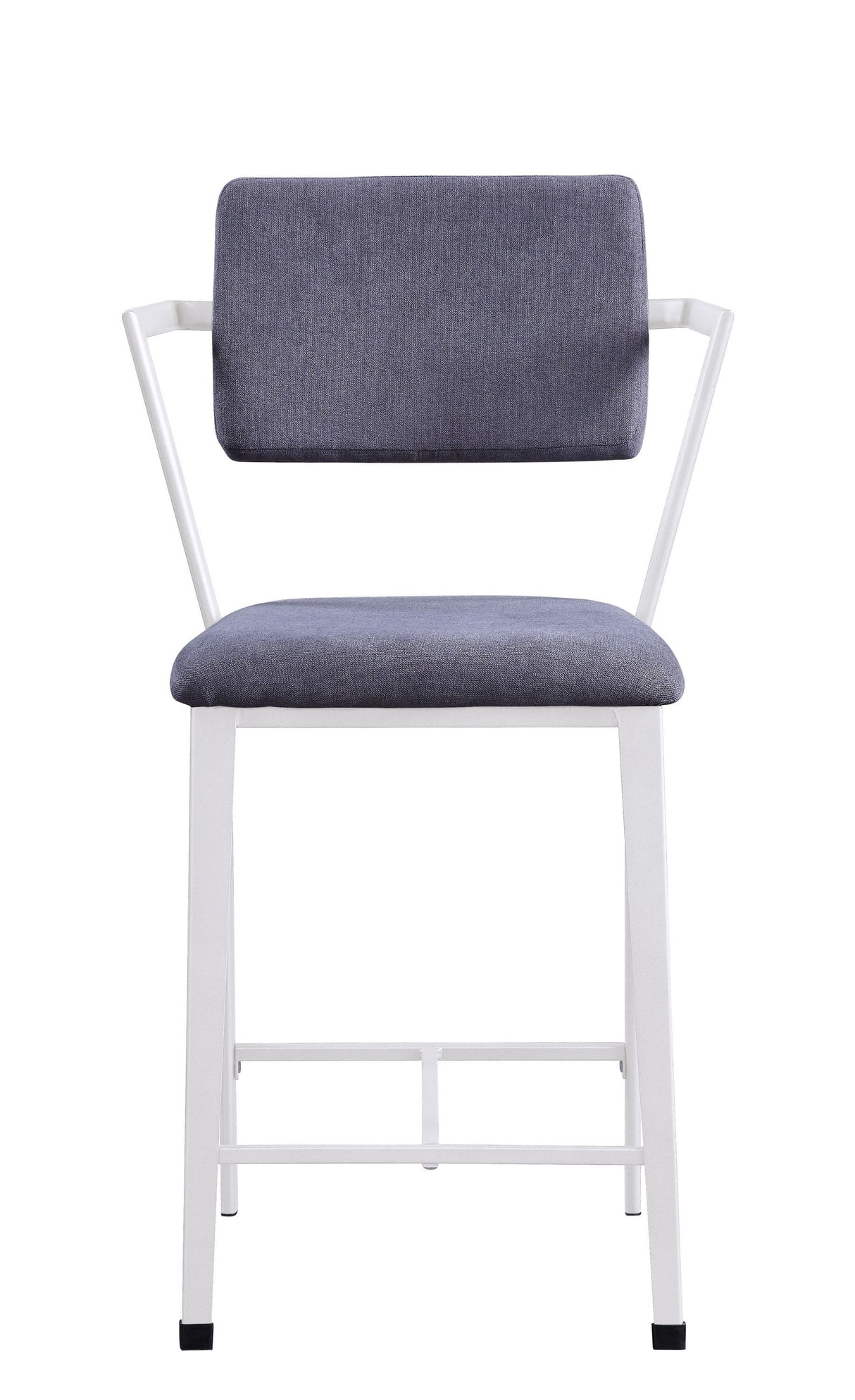 ACME Cargo Counter Height Chair (Set-2), Gray Fabric & White (2Pc/1Ctn) 77887 - Home Elegance USA