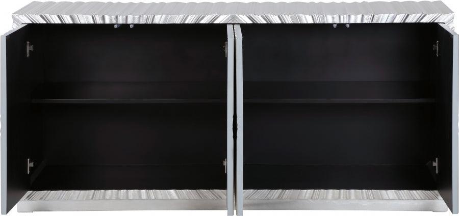 Meridian Furniture - Silverton Sideboard | Buffet In Silver Leaf - 326