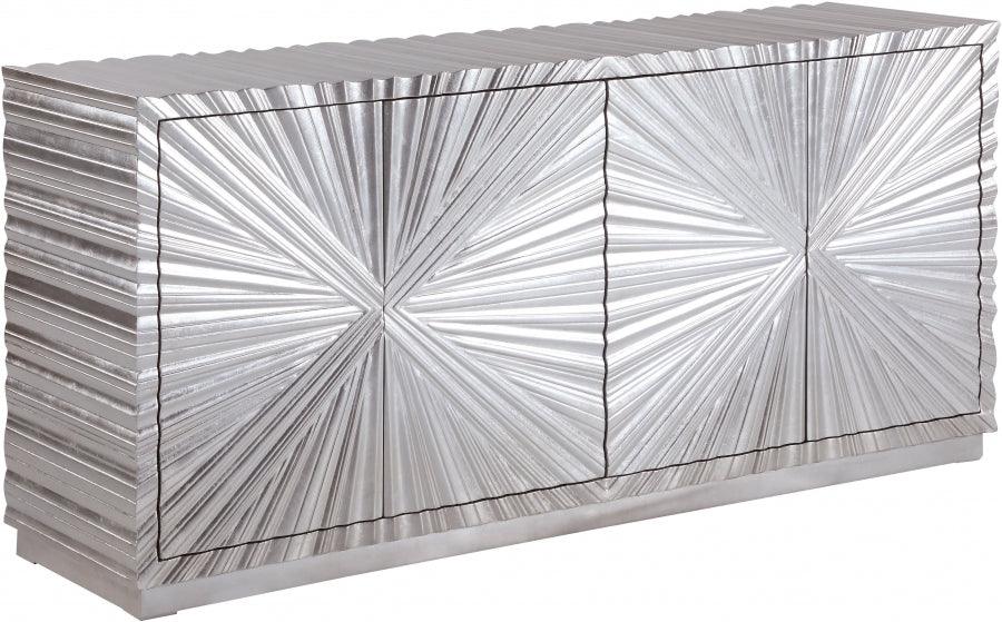 Meridian Furniture - Silverton Sideboard | Buffet In Silver Leaf - 326