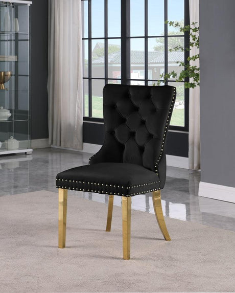 Meridian Furniture - Carmen Velvet Dining Chair Set Of 2 In Black - 812Black-C