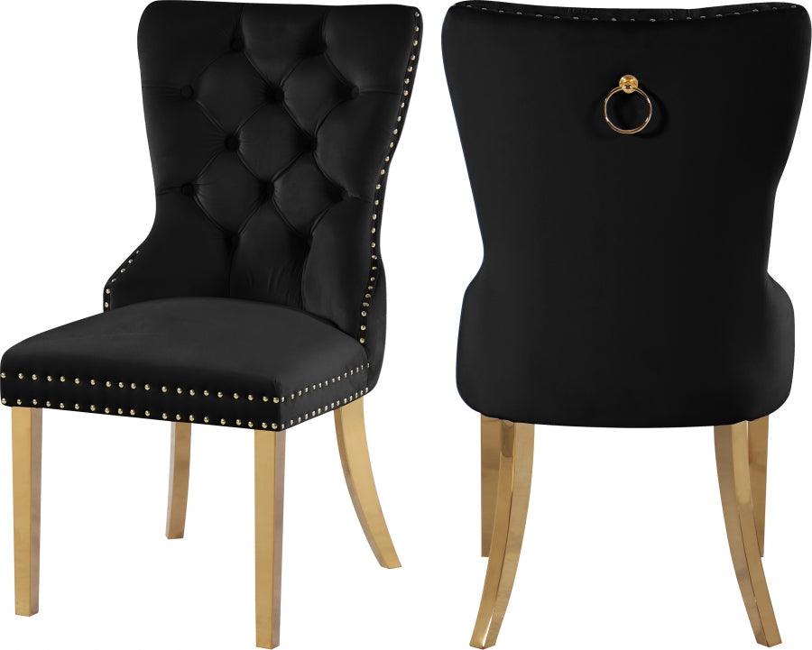 Carmen Velvet Dining Chair Set Of 2 In Black - 812Black - C | Meridian | Home Elegance USA