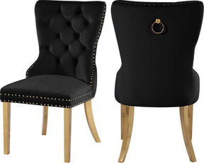Carmen Velvet Dining Chair Set Of 2 In Black - 812Black-C | Meridian