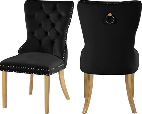 Carmen Velvet Dining Chair Set Of 2 In Black - 812Black - C | Meridian | Home Elegance USA