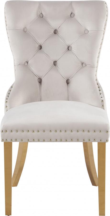 Carmen Velvet Dining Chair Set Of 2 In Cream - 812Cream - C | Meridian | Home Elegance USA