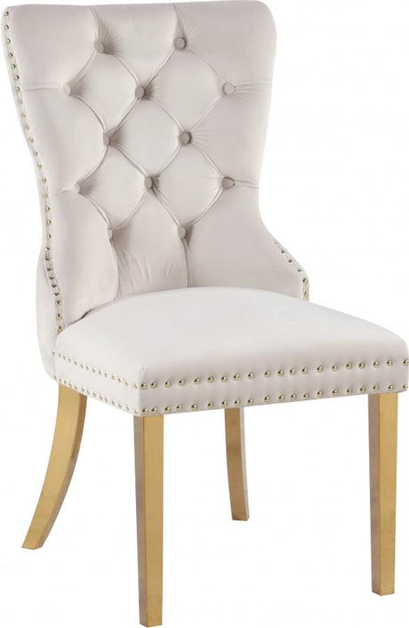 Carmen Velvet Dining Chair Set Of 2 In Cream - 812Cream-C | Meridian