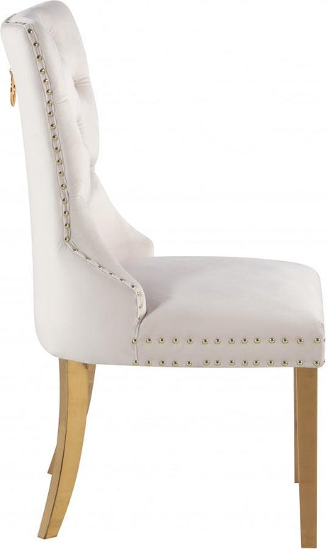 Carmen Velvet Dining Chair Set Of 2 In Cream - 812Cream-C | Meridian