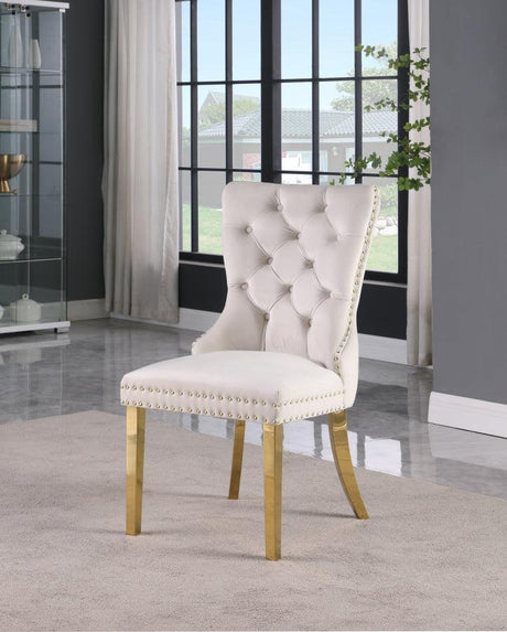 Carmen Velvet Dining Chair Set Of 2 In Cream - 812Cream-C | Meridian