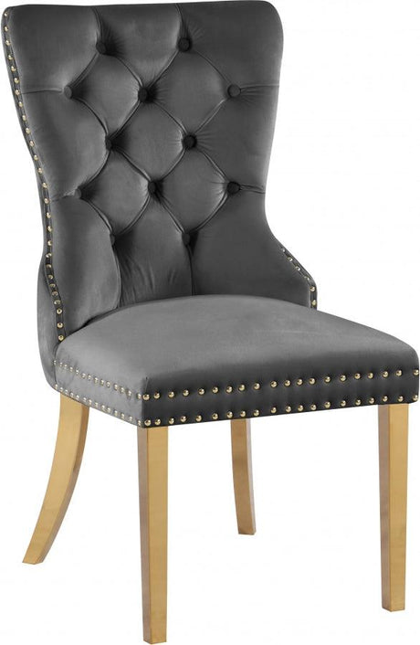 Carmen Velvet Dining Chair Set Of 2 In Grey - 812Grey-C | Meridian