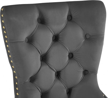 Carmen Velvet Dining Chair Set Of 2 In Grey - 812Grey-C | Meridian