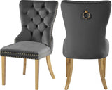 Carmen Velvet Dining Chair Set Of 2 In Grey - 812Grey - C | Meridian | Home Elegance USA