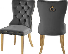 Carmen Velvet Dining Chair Set Of 2 In Grey - 812Grey-C | Meridian