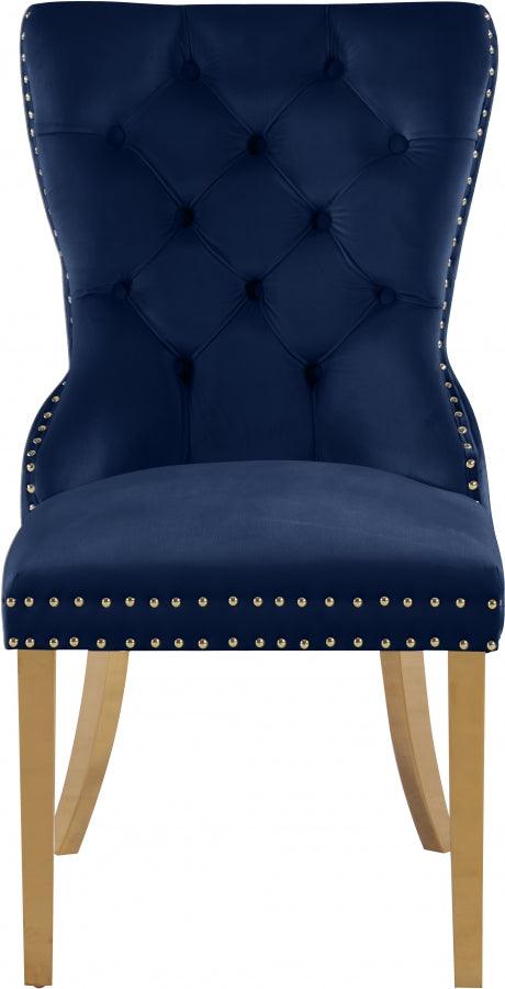 Carmen Velvet Dining Chair Set Of 2 In Navy - 812Navy - C | Meridian | Home Elegance USA