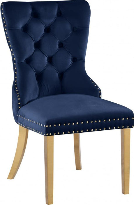 Meridian Furniture - Carmen Velvet Dining Chair Set Of 2 In Navy - 812Navy-C