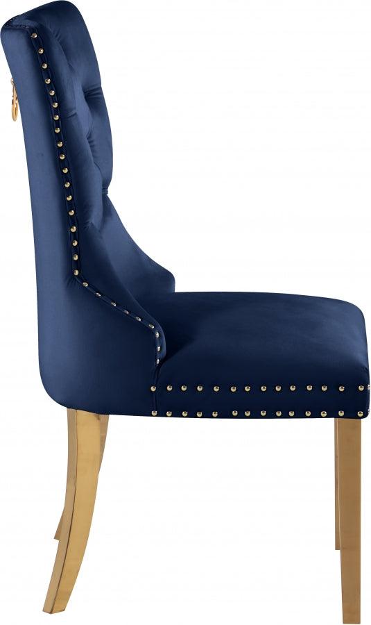 Carmen Velvet Dining Chair Set Of 2 In Navy - 812Navy - C | Meridian | Home Elegance USA