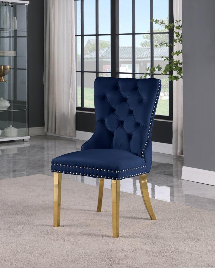 Carmen Velvet Dining Chair Set Of 2 In Navy - 812Navy - C | Meridian | Home Elegance USA