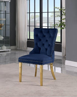 Carmen Velvet Dining Chair Set Of 2 In Navy - 812Navy - C | Meridian | Home Elegance USA