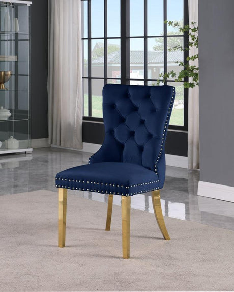 Meridian Furniture - Carmen Velvet Dining Chair Set Of 2 In Navy - 812Navy-C