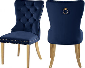 Carmen Velvet Dining Chair Set Of 2 In Navy - 812Navy-C | Meridian