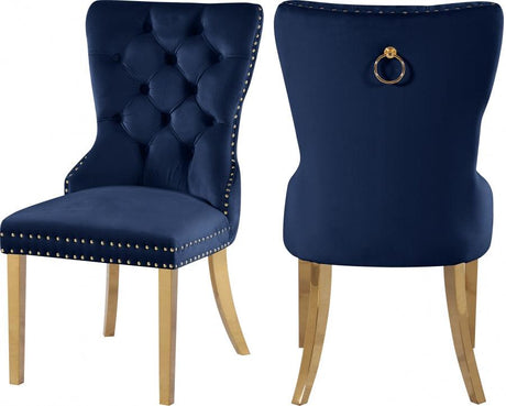 Meridian Furniture - Carmen Velvet Dining Chair Set Of 2 In Navy - 812Navy-C