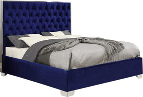 Lexi Velvet Queen Bed In Navy - Lexinavy-Q | Meridian