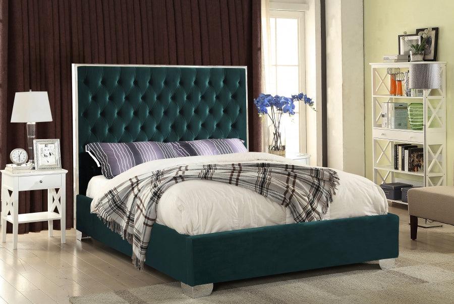 Meridian Furniture - Lexi Velvet King Bed In Green - Lexigreen-K