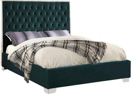 Meridian Furniture - Lexi Velvet King Bed In Green - Lexigreen-K