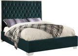 Meridian Furniture - Lexi Velvet Queen Bed In Green - Lexigreen-Q