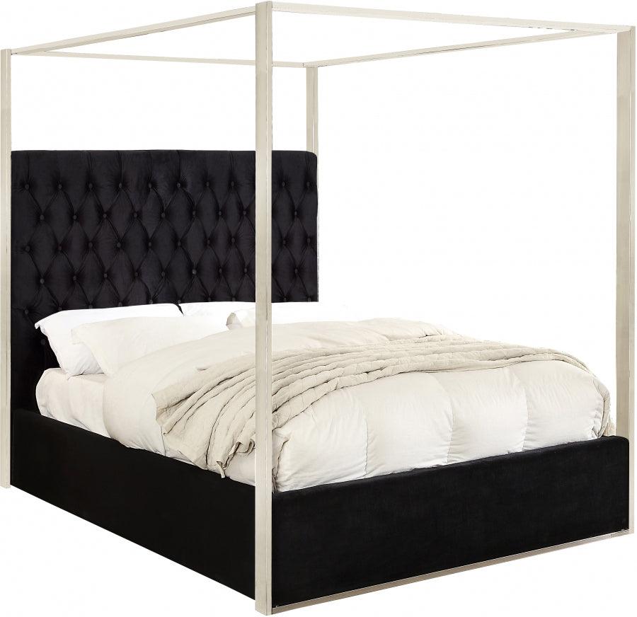 Meridian Furniture - Porter Velvet Queen Bed In Black - Porterblack-Q