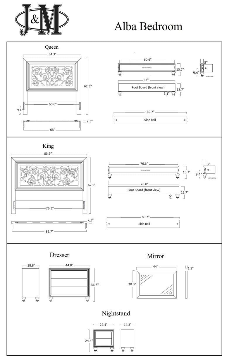 Alba 3 Piece Queen Bedroom Set - 176241 - Q - 3Set | J&M | Home Elegance USA